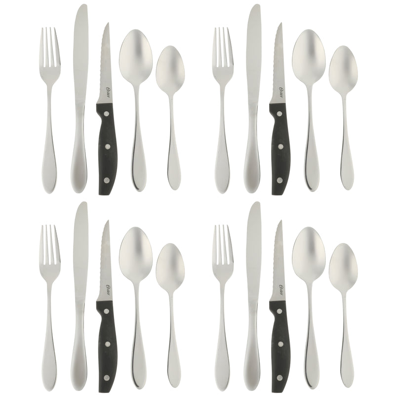 Oster Silvermist 20pc Flatware Set w/ Steak Knives - Stainless Steel - Open Window Gift Box