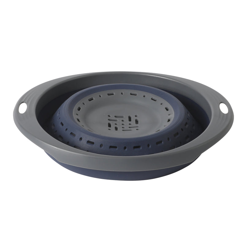 Oster Bluemarine 10" Foldable Strainer - Round - Blue/Grey - PP/TPR - Color Sleeve