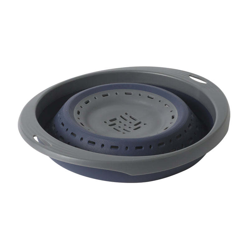 Oster Bluemarine 10" Foldable Strainer - Round - Blue/Grey - PP/TPR - Color Sleeve
