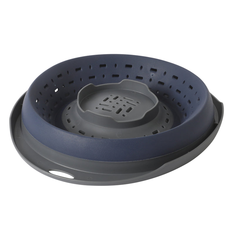 Oster Bluemarine 10" Foldable Strainer - Round - Blue/Grey - PP/TPR - Color Sleeve