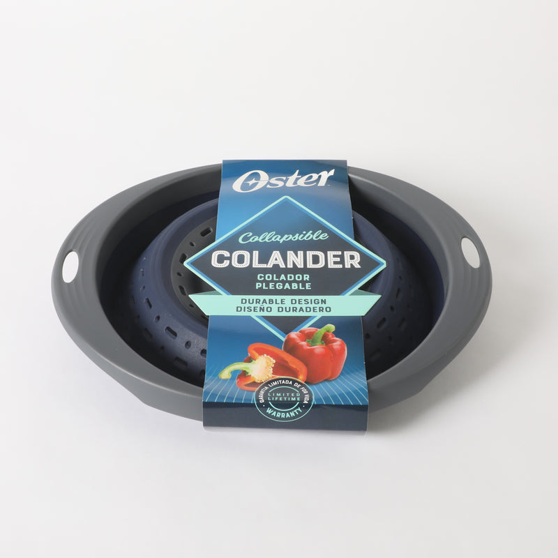 Oster Bluemarine 10" Foldable Strainer - Round - Blue/Grey - PP/TPR - Color Sleeve