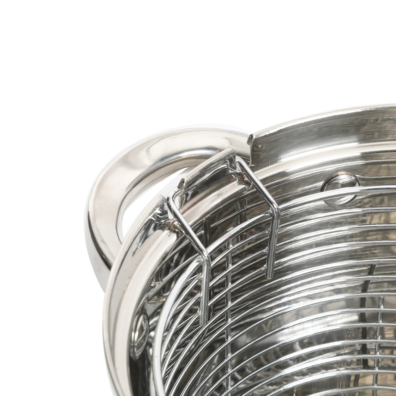 Oster Sangerfield 3pc Stainless Steel 4qt Saucepan w/ Lid + Frying Basket Set - Mirror Finished - Gift Box