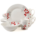 Gibson Home Scarlet Leaves 12pc Dinnerware Set - Decorated - Fine Ceramic - Gift Box