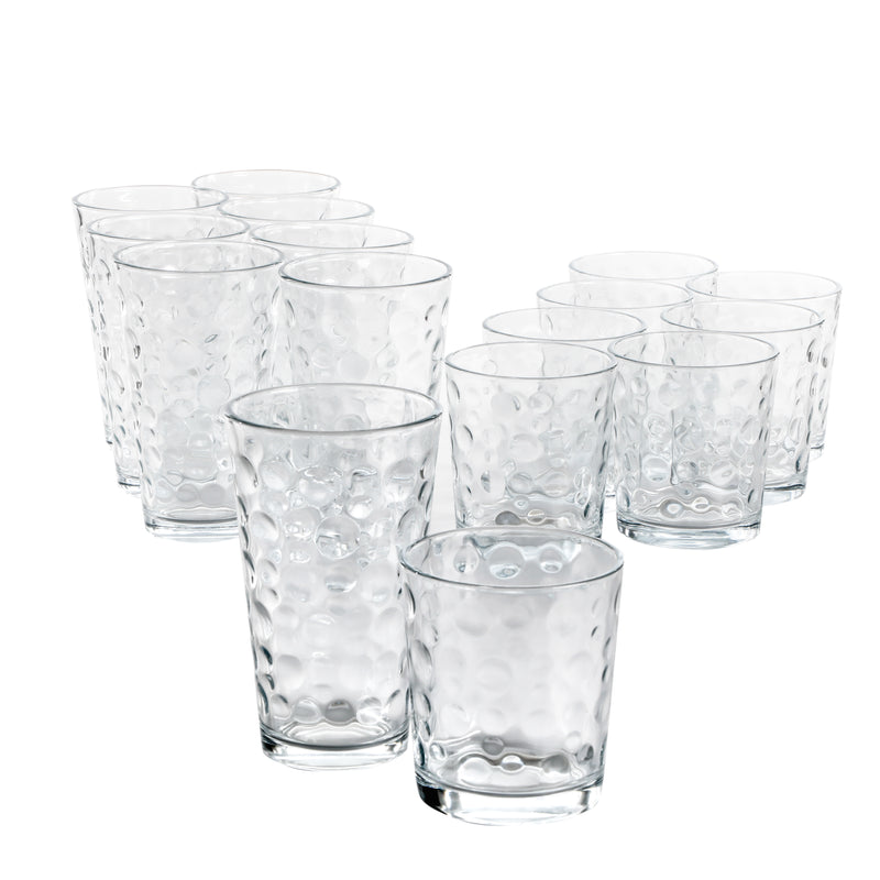 Gibson Home Great Foundations 16pc Glass Tumbler & DOF Set - Bubbles Pattern - Clear - Gift Box