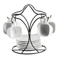 Gibson Elite Gracious Dining 3.25oz Espresso & Saucer Set w/ Metal Stand - White - Stoneware - Gift Box