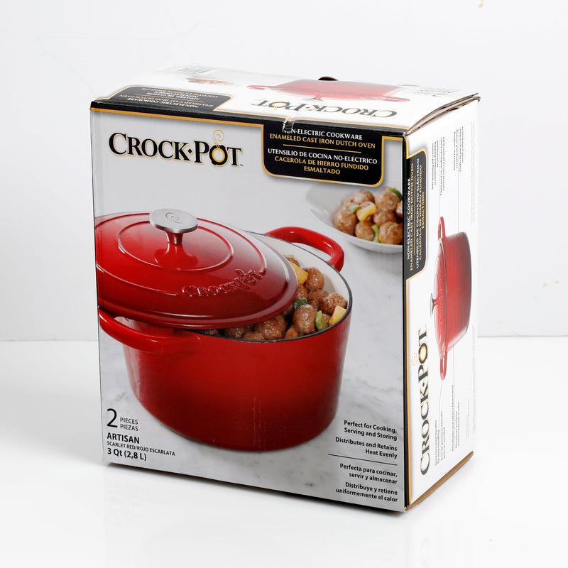 Crock-Pot Artisan 3qt Enamel Cast Iron Dutch Oven w/ Lid - Round - Gift Box