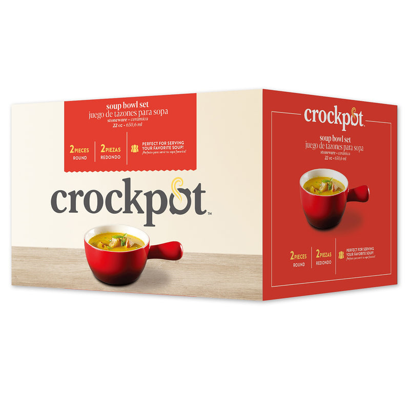 Crock-Pot Artisan 2pc 22oz Soup Bowl Set w/ Handle - Gradient Red - Stoneware - Gift Box