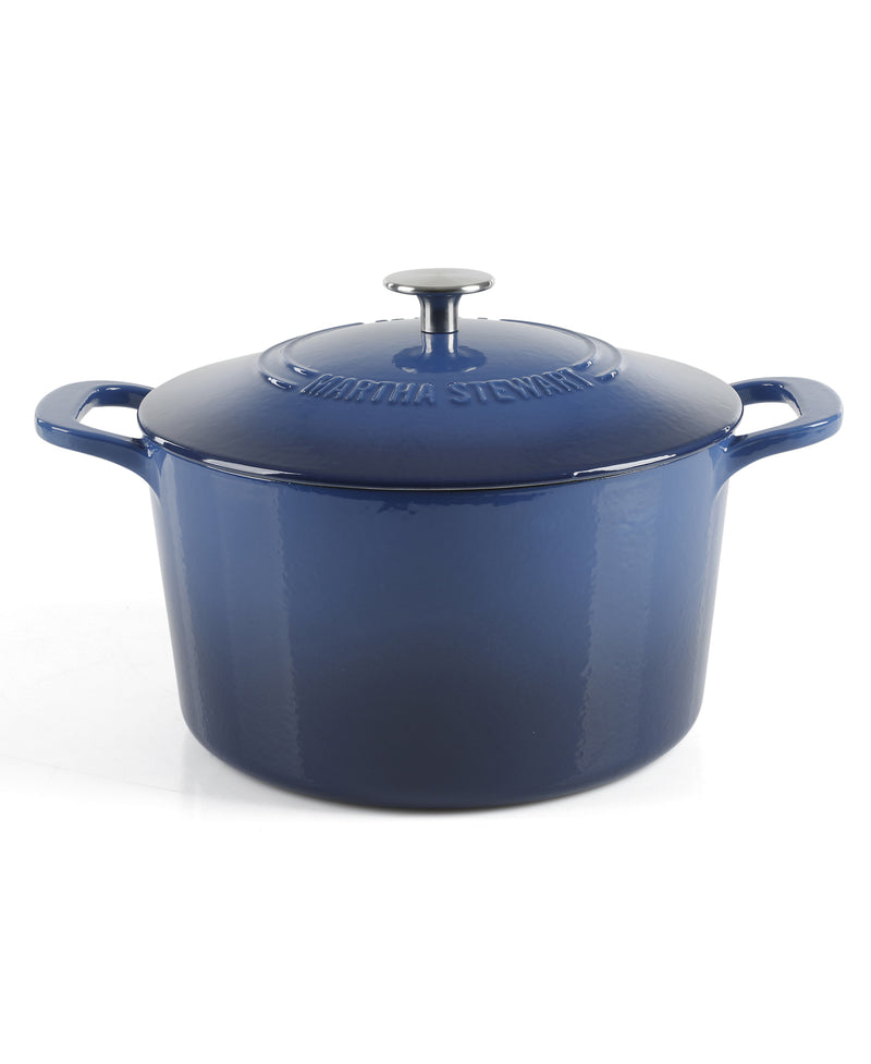Martha Stewart Gatwick 7qt Enamel Cast Iron Dutch Oven w/ Lid - Classic Blue / Gunmetal Gray / Martha Blue / White / Yellow