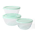 Martha Stewart Summersol 6pc Borosilicate Glass Mixing Bowls w/ PP Lids - Martha Blue - Round - Gift Box