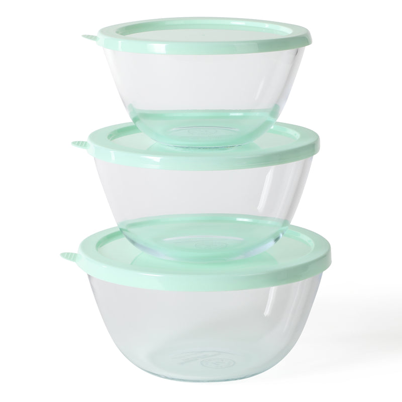 Martha Stewart Summersol 6pc Borosilicate Glass Mixing Bowls w/ PP Lids - Martha Blue - Round - Gift Box