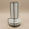 Gibson Elite Gracious Dining  9 pc 7oz Cup & 5.9" Saucer Set w/ Metal Rack - Gift Box