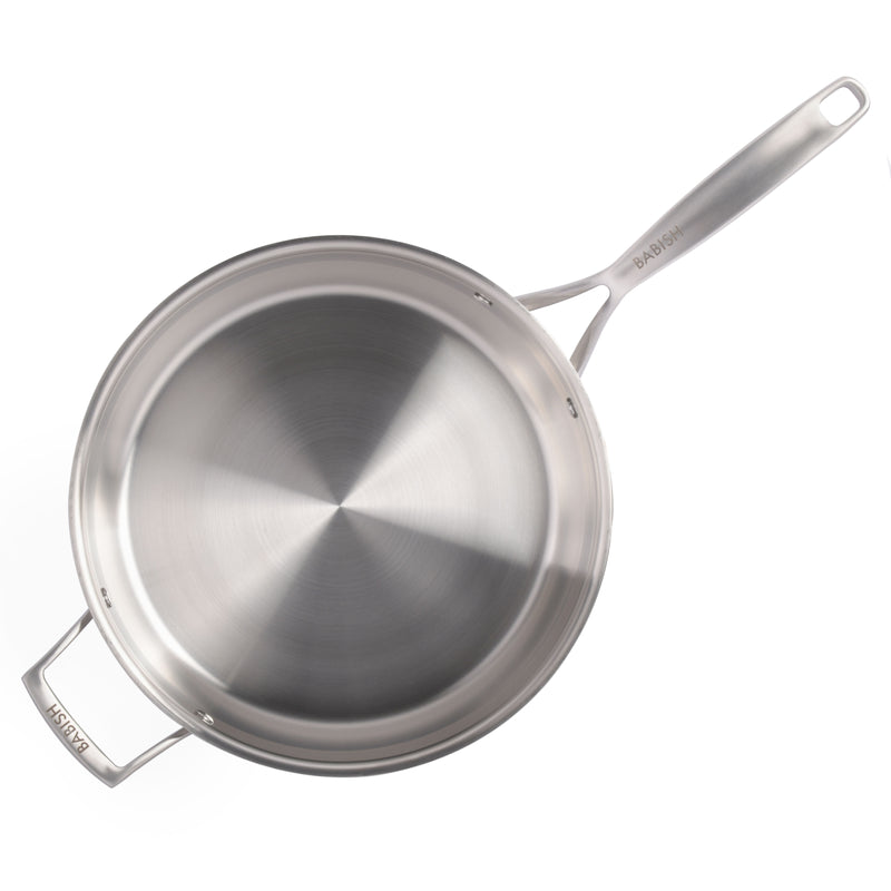 Babish 5qt Triply Stainless Steel Covered Sauté w/ Lid - Cast Stainless Steel Handle & Lid - Gift Box w/ Remailer