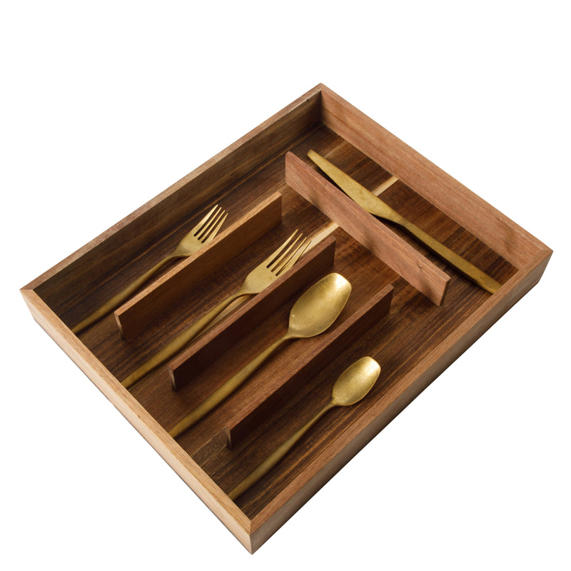 Bloomhouse 20pc Stainless Steel Flatware Set w/ Wooden Caddy - Stone Washed - Gift Box