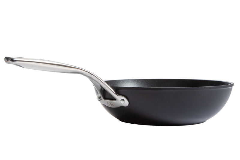 Frok 11" Aluminum Frok (Fry Pan / Wok Hybrid) w/ Glass Lid - Platinum SR Non-Stick - Matte Exterior - Stainless Steel Handle - Colored Remailer