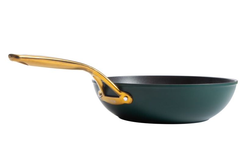 Frok 11" Aluminum Frok (Fry Pan / Wok Hybrid) w/ Glass Lid - Platinum SR Non-Stick - Matte Exterior - Stainless Steel Handle - Colored Remailer