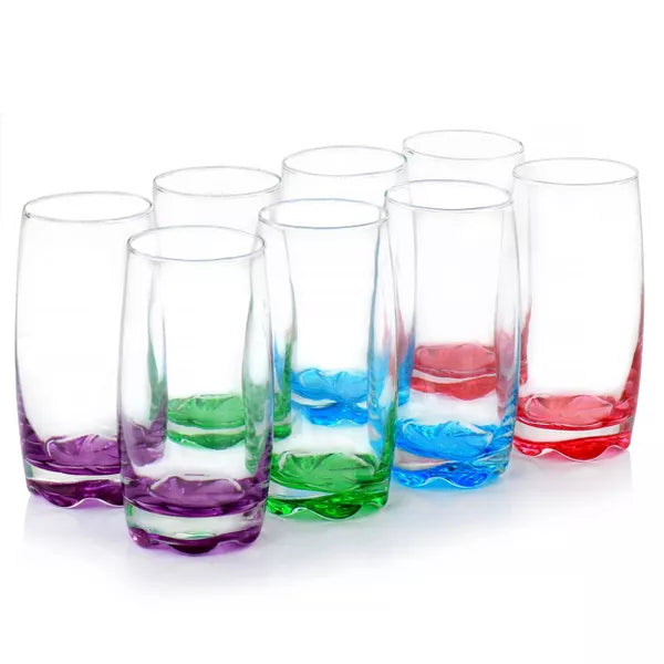 Gibson Home Karissa 8pc 13oz Glass Tumbler Set - 4 Assorted Colors - Gift Box