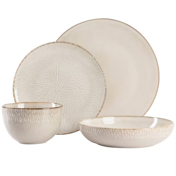 Gibson Elite Matisse 16pc Double Bowl Dinnerware Set - Reactive - Stoneware - Gift Box