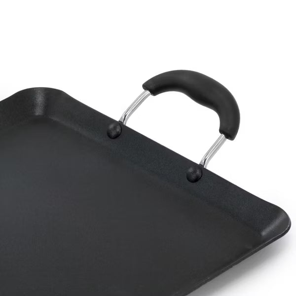 Oster Clairborne 19" x 11" Aluminum Griddle Pan - Charcoal Grey - Rectangle - Nonstick Interior & Hammered Exterior - Bakelite Handle - Color Label