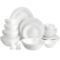 Gibson Home Ultra White Shadow 36pc Dinnerware Combo Set - Service for 6 - White - Opal Tempered Glass - Gift Box
