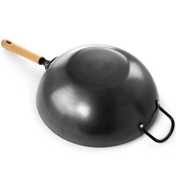 Oster Bressler 13.5" Non-Stick Steel Wok - Black - Wood Handle - Color Sleeve