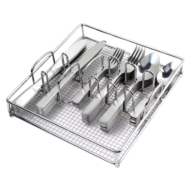 Gibson Home Abbeville 6pc Flatware Set w/ Wire Caddy - Service for 12 - Mirror Polished - Stainless Steel - Gift Box