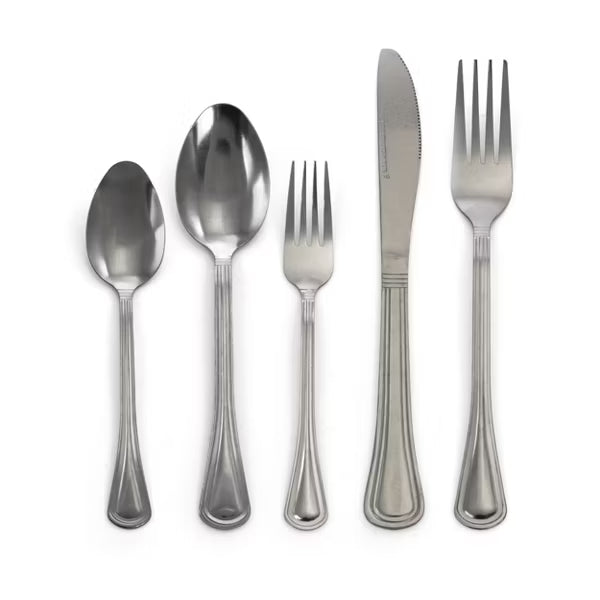 Gibson Home South Bay 65pc Stainless Steel Flatware Set w/ Wire Caddy - Service for 12 plus 4pc Hostess Set - Tumble Finish - Gift Box