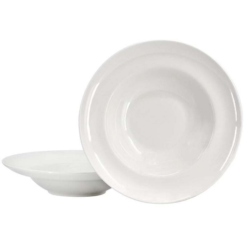 Gibson Home Great Essentials 2pc 10.5" Entree Bowl Set - White - Fine Ceramic - 4-Way Color Sleeve