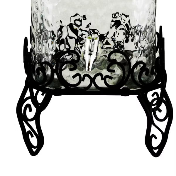 Gibson Home Moreauville 2.25 Gallon Glass Beverage Dispenser w/ Wire Stand - Square - Gift Box