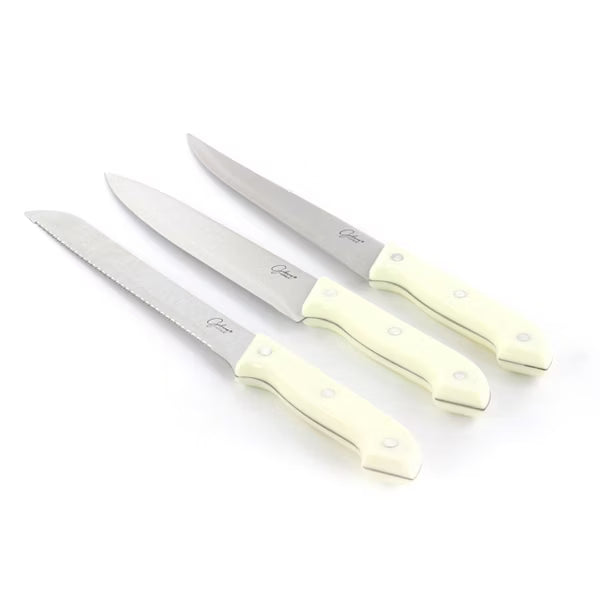 Gibson Home Wildcraft 10pc Stainless Steel Cutlery w/ Wood Cutting Board Set - Full Tang Riveted PP Handle - Clam Pack