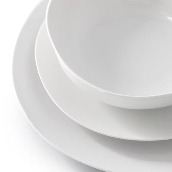 Gibson Home Aspen Drift 12pc Dinnerware Set - White - Organic Shape - Fine Ceramic - Gift Box