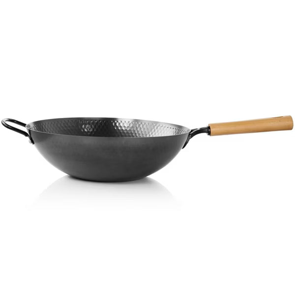 Oster Bressler 13.5" Non-Stick Steel Wok - Black - Wood Handle - Color Sleeve