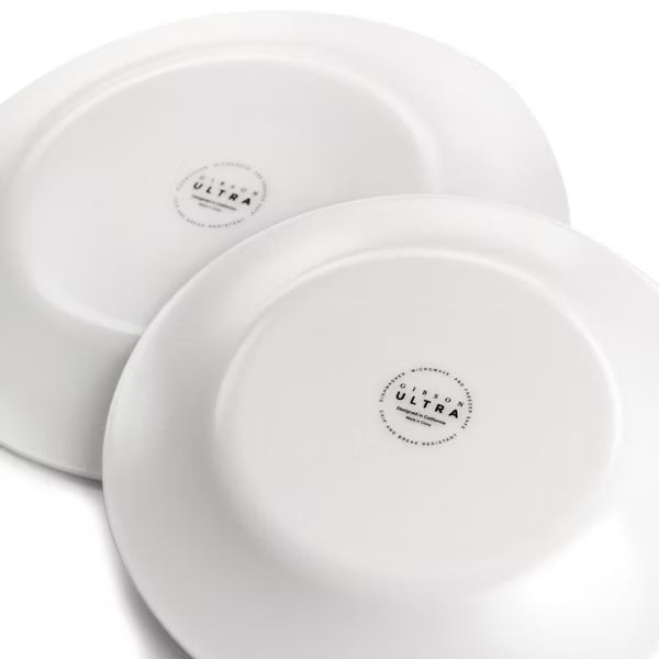 Gibson Home Ultra White Shadow 36pc Dinnerware Combo Set - Service for 6 - White - Opal Tempered Glass - Gift Box