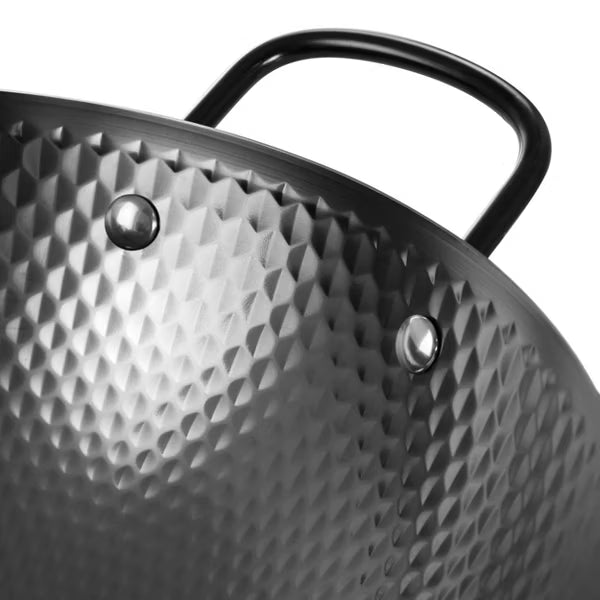 Oster Bressler 13.5" Non-Stick Steel Wok - Black - Wood Handle - Color Sleeve