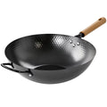 Oster Bressler 13.5" Non-Stick Steel Wok - Black - Wood Handle - Color Sleeve