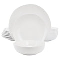 Gibson Home Aspen Drift 12pc Dinnerware Set - White - Organic Shape - Fine Ceramic - Gift Box