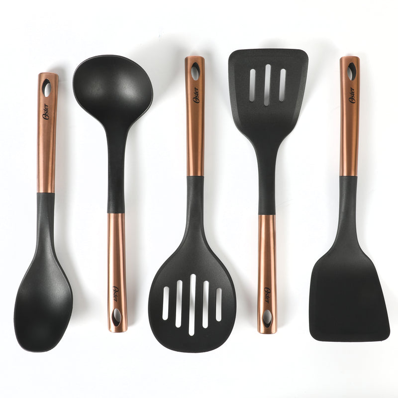 Oster Baldwyn 5pc Nylon Kitchen Tools - Rose Gold Stainless Steel Handle - Gift Box