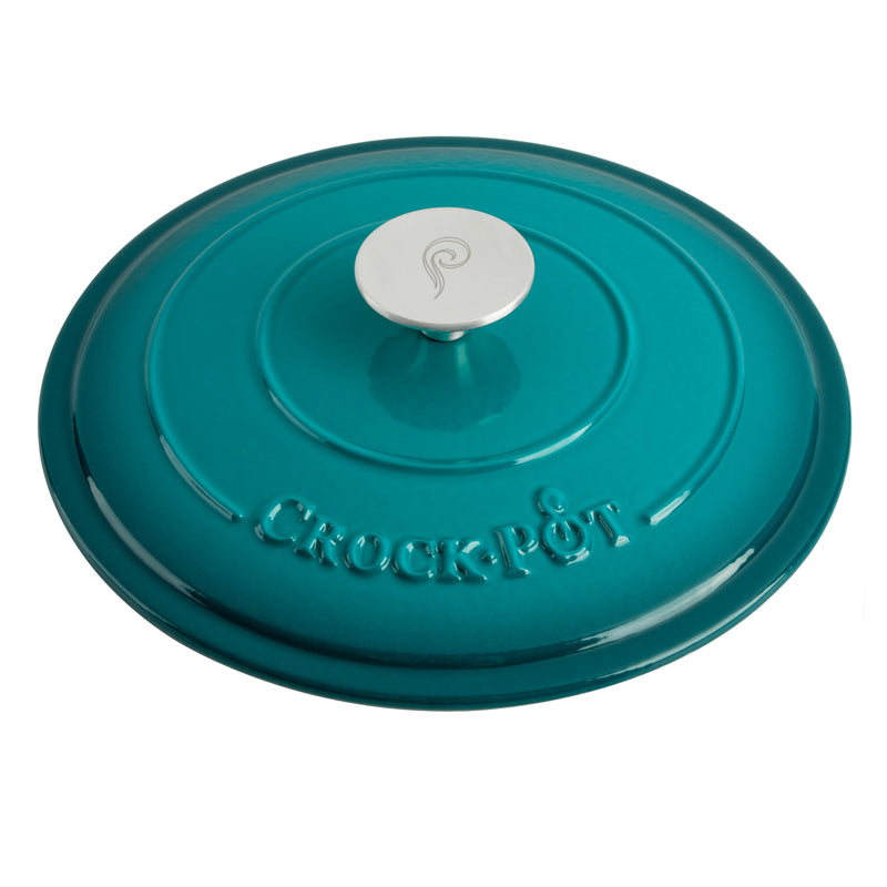 Crock-Pot Artisan 5qt Enamel Cast Iron Dutch Oven w/ Lid - Round - Gift Box - Teal Ombre / Sunset Orange / Sapphire Blue