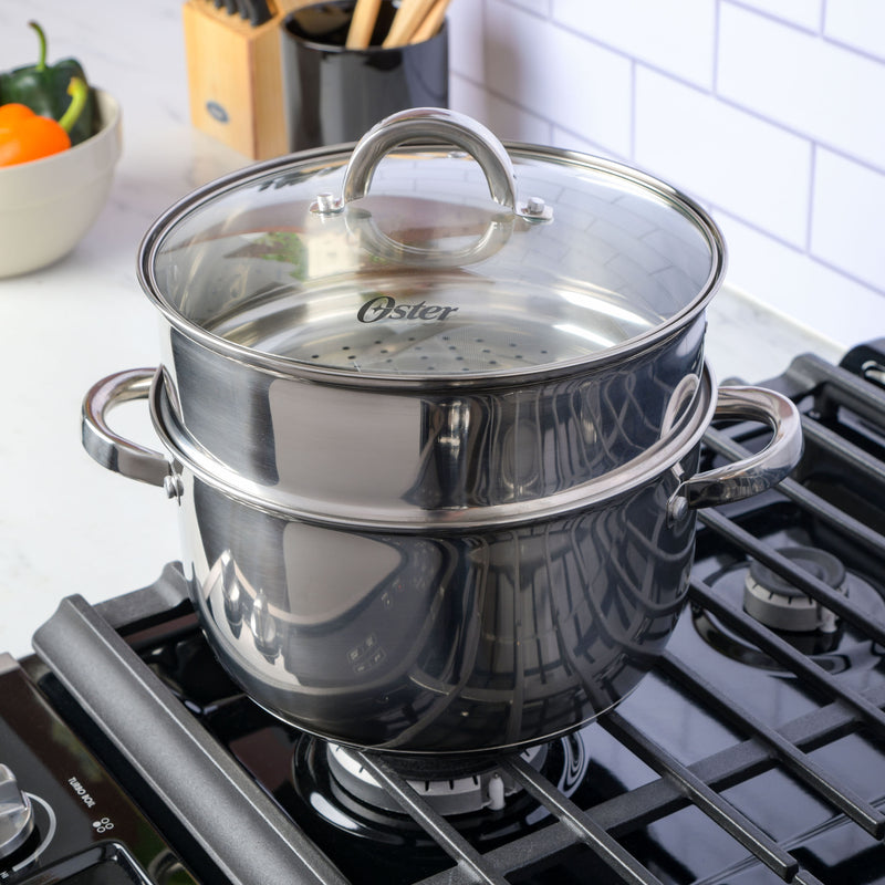Oster Sangerfield 6qt Stainless Steel Casserole w/ Steamer Insert and Lid - Gift Box