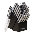 Oster Baldwyn 22pc Stainless Steel Cutlery Set w/ Black Wood Swivel Block - Brushed Satin - Gift Box