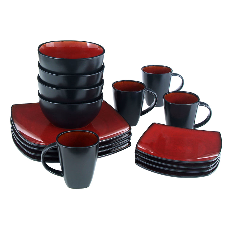Soho Lounge 16pc Dinnerware Set - Soft Square - Reactive - Stoneware - GBX