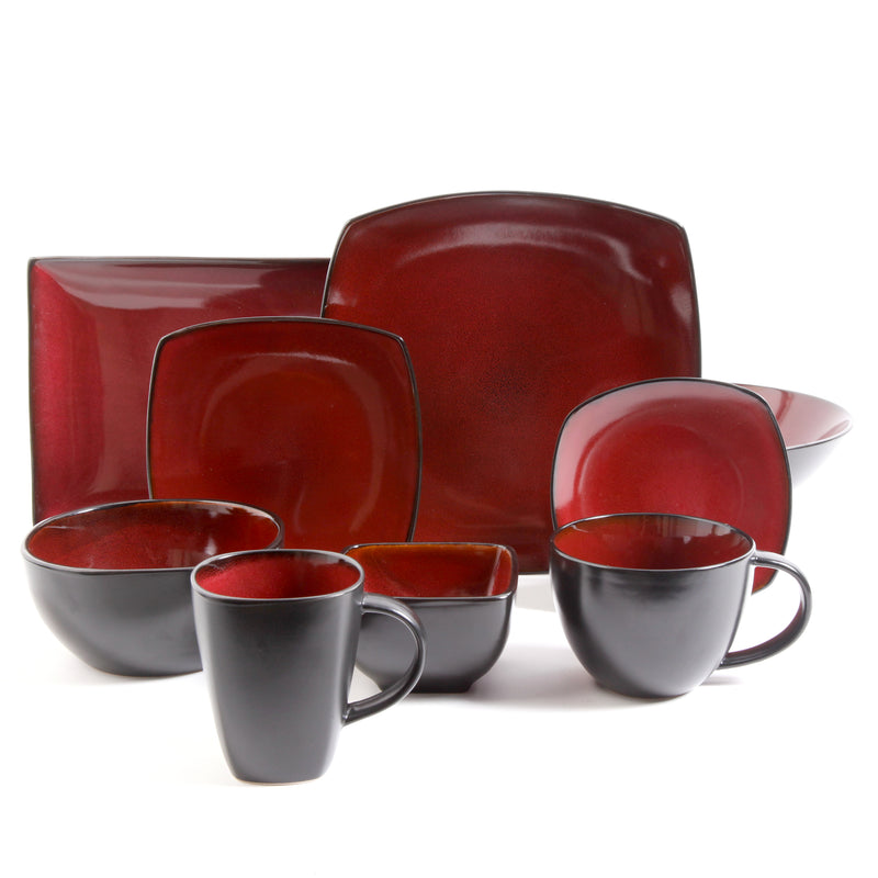 Soho Lounge 16pc Dinnerware Set - Soft Square - Reactive - Stoneware - GBX