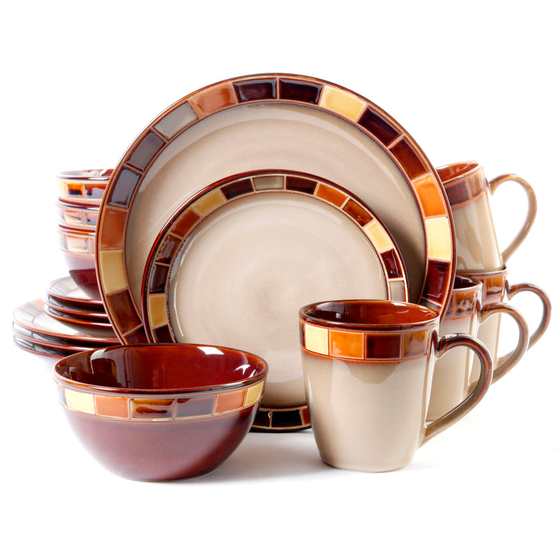 Gibson Elite Casa Estebana 16pc Dinnerware Set - Reactive - Stoneware - Gift Box