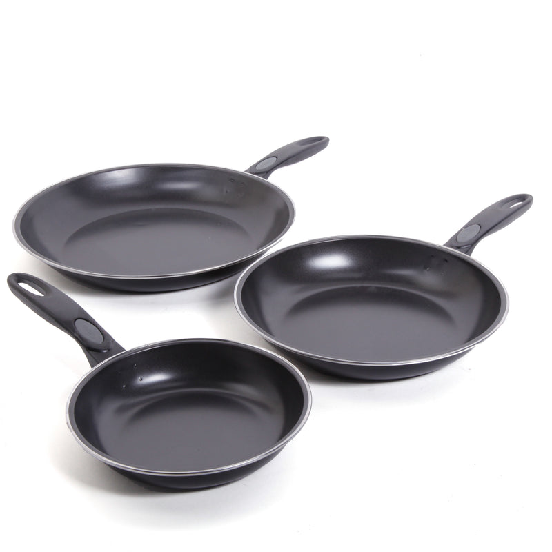 Gibson Home Aventura 3pc Carbon Steel Non-Stick Fry Pan Set - Shrink Wrap w/ Color Label
