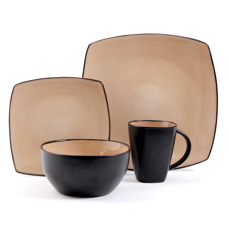 Soho Lounge 16pc Dinnerware Set - Soft Square - Reactive - Stoneware - GBX