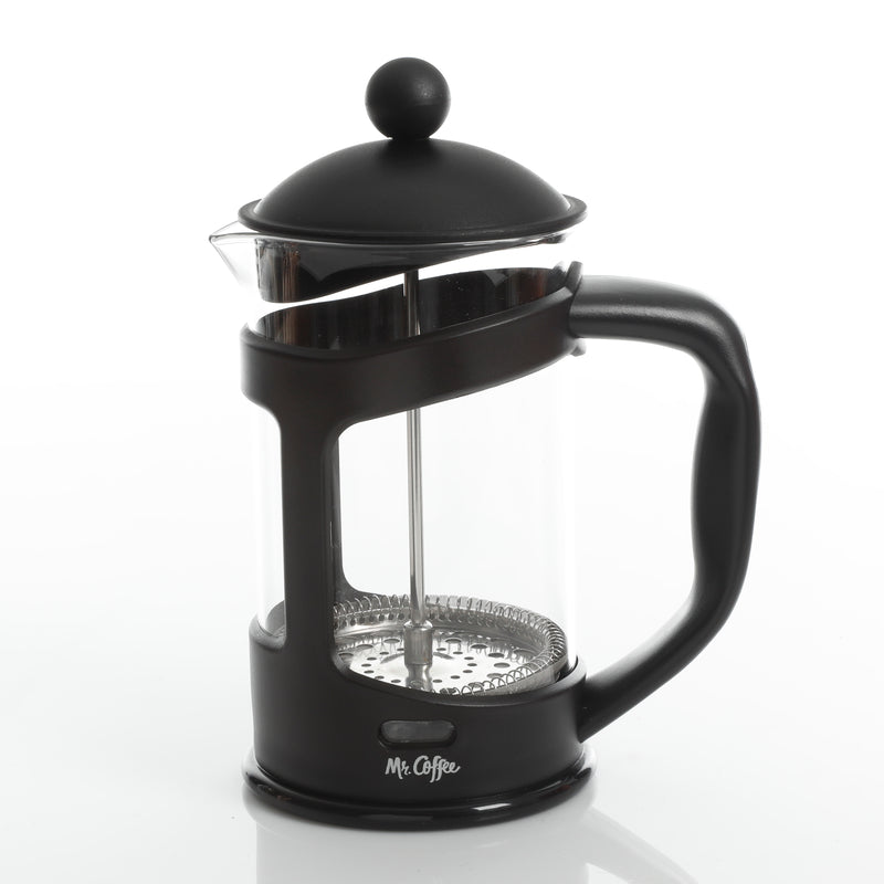 Mr. Coffee Brivio 28oz Glass Coffee Press w/ Scoop - Black - PP Handle & Knob - Gift Box