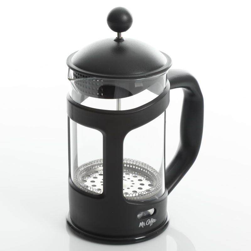 Mr. Coffee Brivio 28oz Glass Coffee Press w/ Scoop - Black - PP Handle & Knob - Gift Box