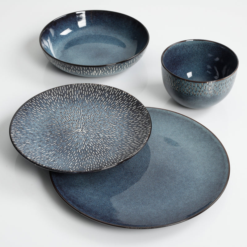 Gibson Elite Matisse 16pc Double Bowl Dinnerware Set - Reactive - Stoneware - Gift Box