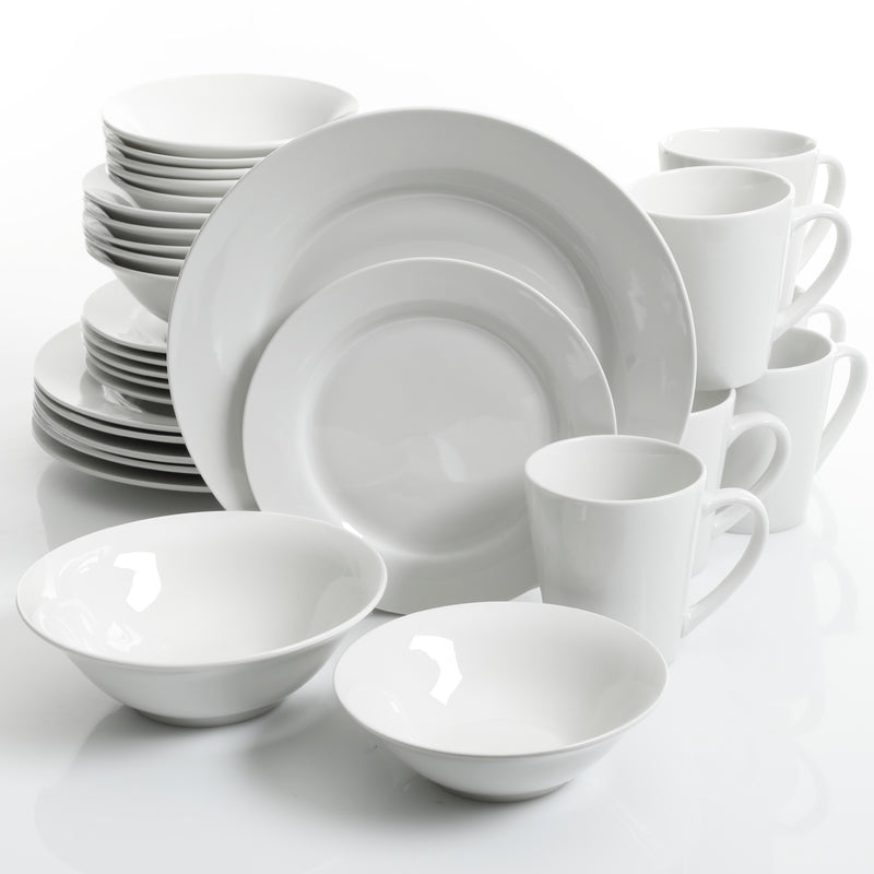 Gibson Home Noble Court 30pc Dinnerware Set - White - Fine Ceramic - Gift Box