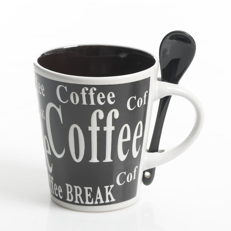 Mr. Coffee Bareggio 4pc 13oz Coffee Mugs Set w/ Matching Spoons - 4 Assorted Designs - Wax Relief - Reactive - Stoneware - Gift Box