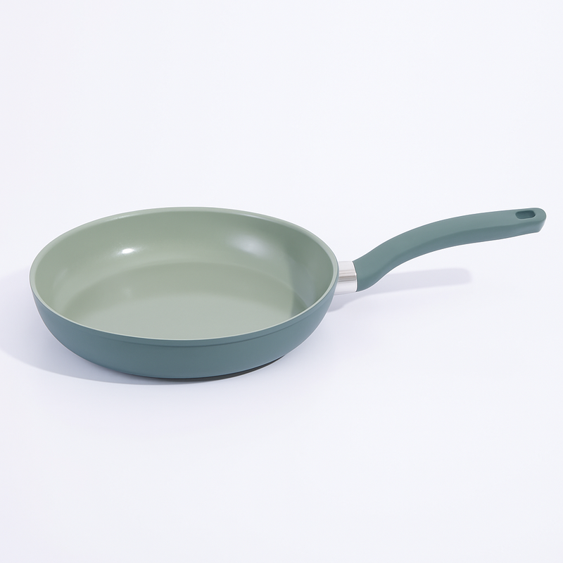 Gibson Home Barnsdall 12" Aluminum Frying Pan - Sage - Non-Stick Interior - Color Exterior - Soft Touch Handle - Color Label